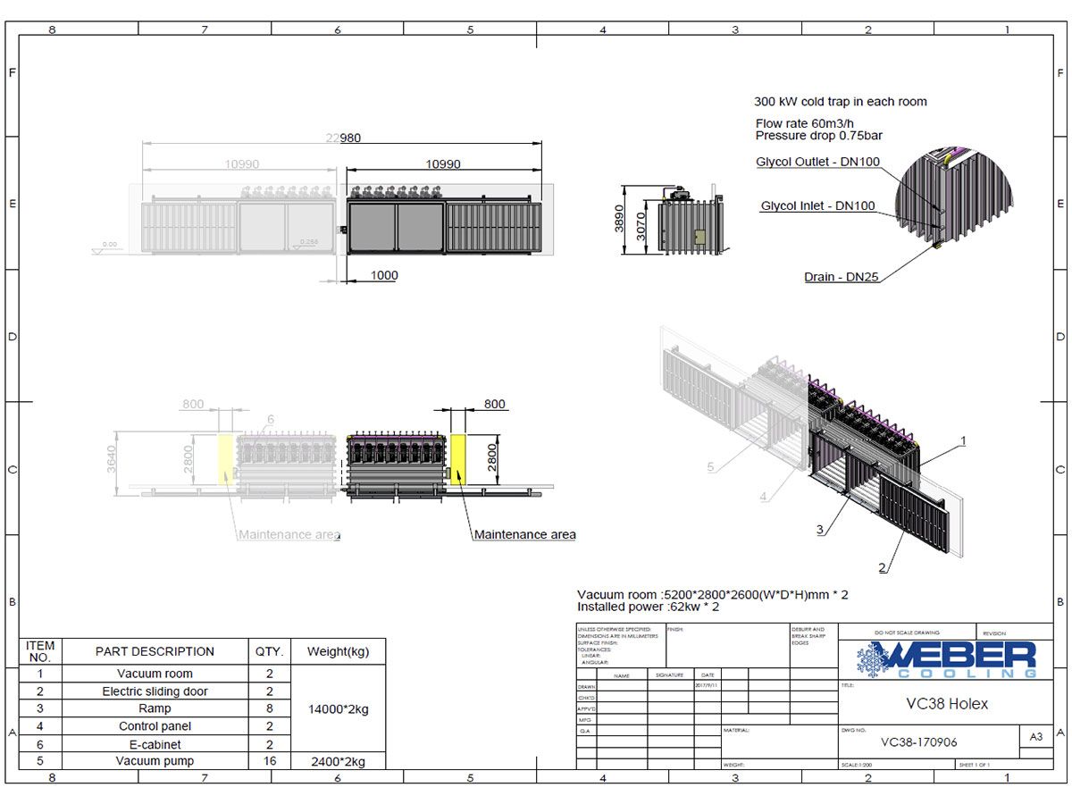 Ultimate XWide 8 technical drawing vacuum cooler